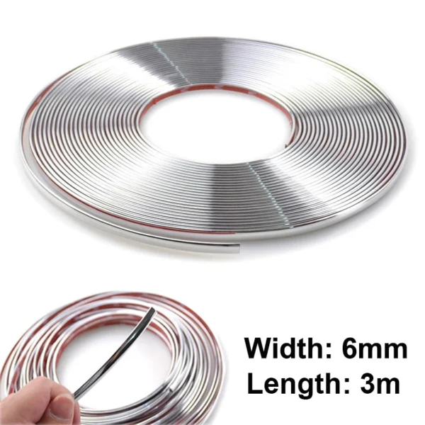 6mm Car Chrome Lining Strips Decoration Moulding Trim Bumper Protector Auto Body Sticker Accessories Chrome Trim Strip