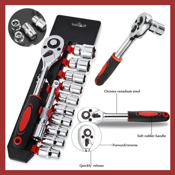 High Torque 12 Piece Socket Ratchet Wrench Car Repair Motorcycle Repair Tool Set/Set alat sepana Ratchet